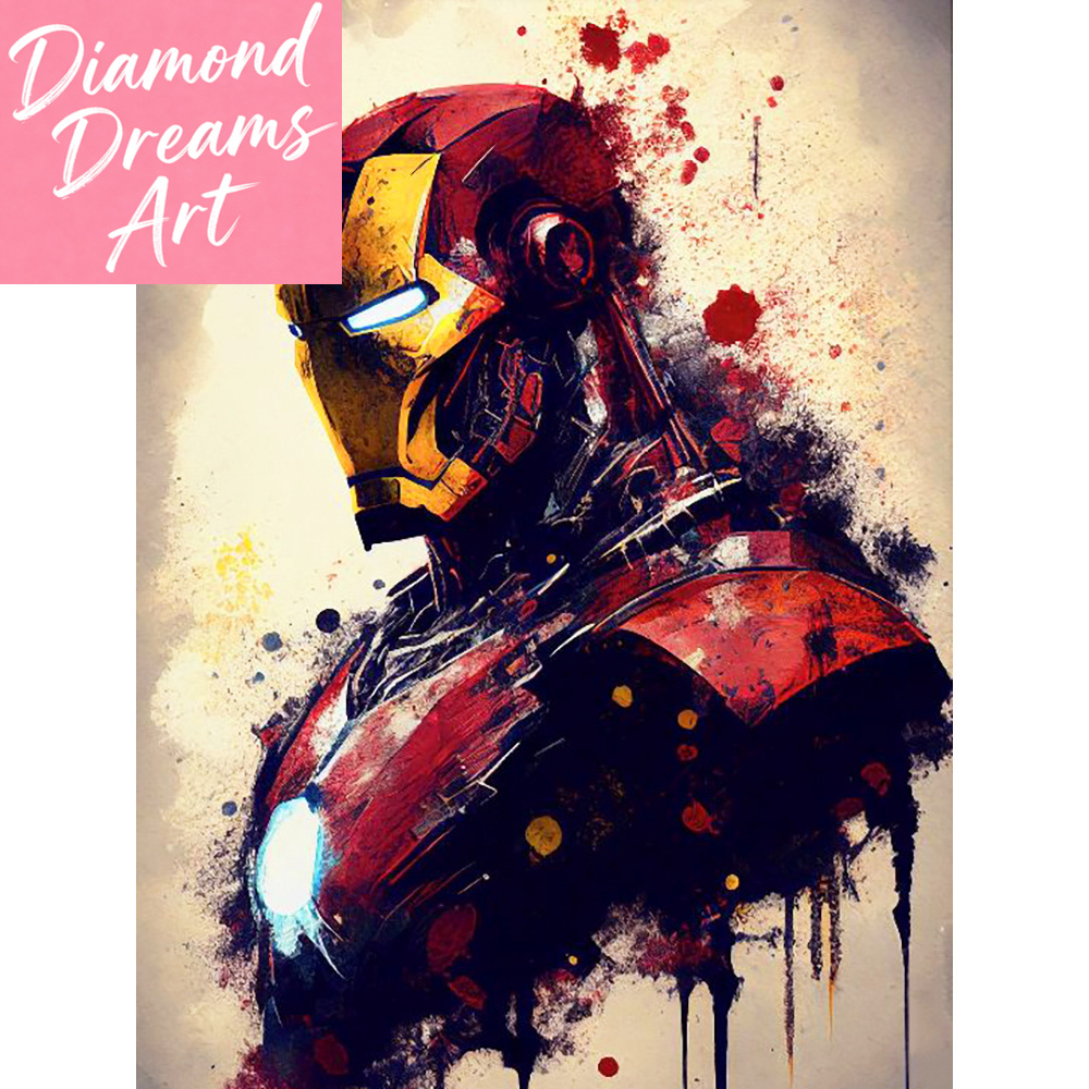 Model Kit Iron Man - Marvel DIY Elmas Boyama Seti Karikatür