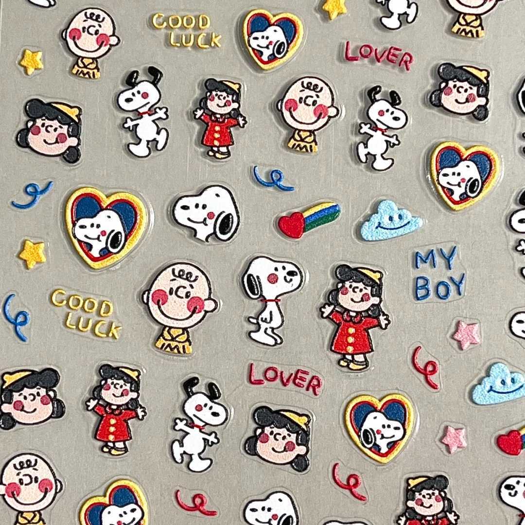 Waterslide Decal Paper - Karikatür Snoopy Kabartmalı 3D Rölyef Çıkartmalar,